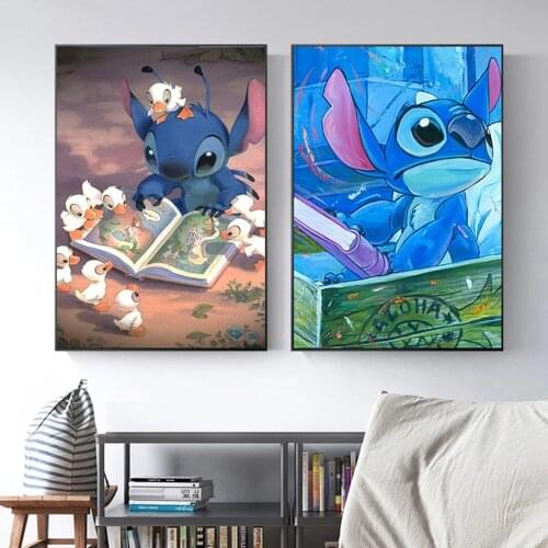Abstract Cartoon Lilo & Stitch Canvas Paintings Disney Anime Posters and Prints Wall Art Pictures for Kid Living Room Home Decor