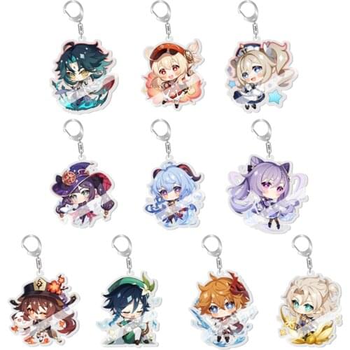Anime Keychain Genshin Impact Venti Hutao Zhongli Diluc Xiao Man Key Chain For Women Accessories Bag Pendant Key Ring Gifts