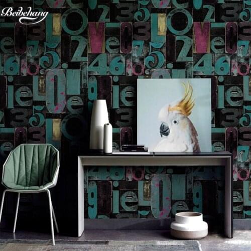 Beibehang Fashion personality 3D stereo alphabet digital entertainment background wall Bar KTV theme wallpaper
