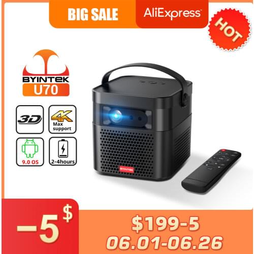 BYINTEK U70 Smart 3D 300inch Android WiFi Portable 1080P LED DLP Mini Projector Full HD For 4K Cinema Smartphone with Battery
