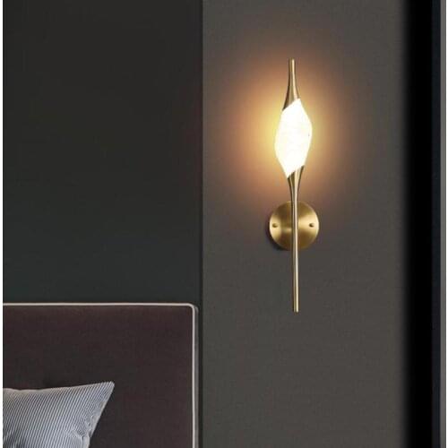 Designer Copper Crystal Wall Lamp Post Modern Acylic shade led strip luminaria Living Room Long Wall Lamp Stair Bedroom Lighting