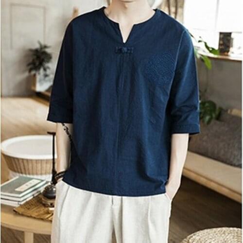 Short Sleeve T Shirt Men 2021 Summer Cotton Linen Tshirt Top Tees Hip Hop Chinese Shirt Fashion Asian Clothes Oversize 30591