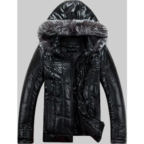 Hot 2020 Brand Korean Plus Size Mens Leather jacket Men Warm Outwear Mens Winter Hooded Coats male Slim Fashion Jackets S-4XL