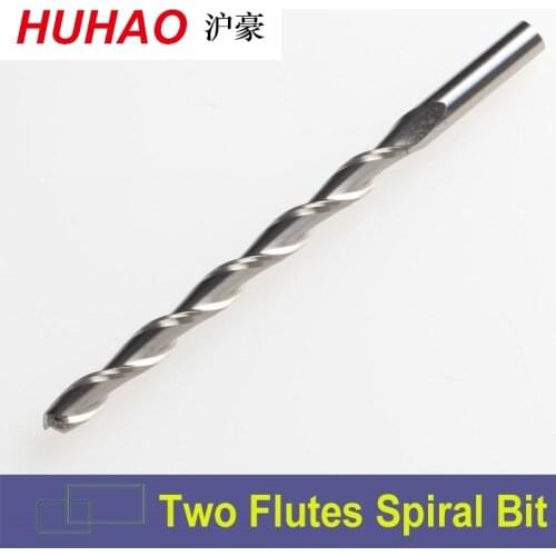 HUHAO 3.175mm SHK Carbide CNC Router Bits Two Flutes Spiral End Mills Double Flutes Milling Cutter Spiral PVC Cutter