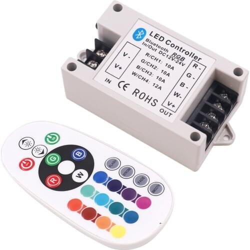 30A/42A LED Controller 360W Bluetooth 24key IR Remote Control Big Power BT Controller for 12 24V RGBW/RGB Led Strip Lights