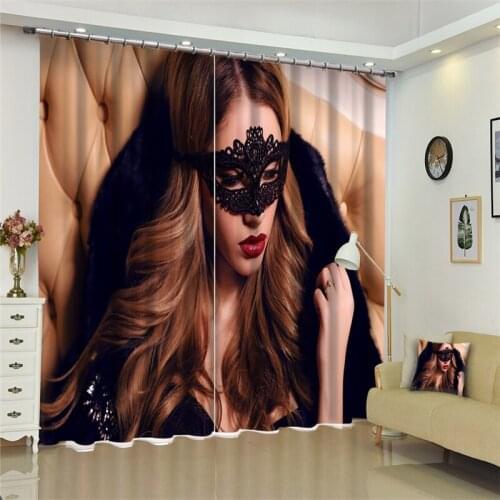 Customized Beautiful girl Luxury 3D Blackout Window Curtain Drapes For Living room Bed room Hotel Wall Tapestry Cortinas