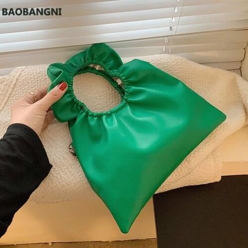 Folds Small PU Leather Tote Bag Green Fashion Crossbody Shoulder Bags for Women Summer Simple Lady Handbags and Purses
