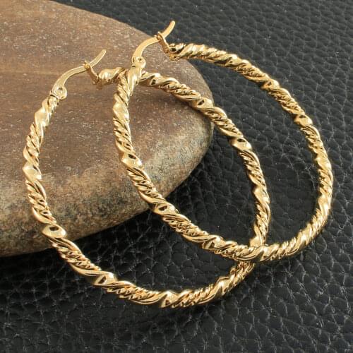 Newest Gold Color Fashion Stainless Steel Jewelry Simple Hoop Earrings Personality Bijoux En Acier Inoxydable Femme EFGZCEEP