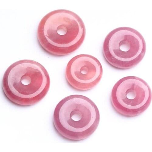 Natural Madagascar Rose stone Water Drop Donut Shape Pendant 25mm AAA