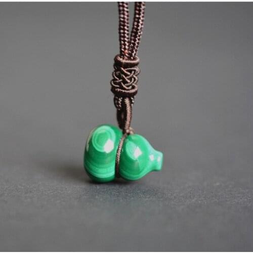Real Malachite Necklace Pendant Small Gourd Pendant Lucky Green Jades Pendant Jewelry Fine Jewelry