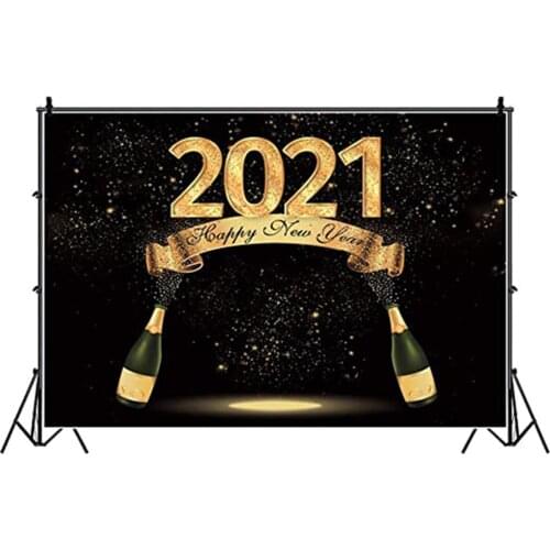 Happy New Year and Red Wine Backdrop Photography Background Holiday Celebration Party Decor Photo Booth Studio Prop