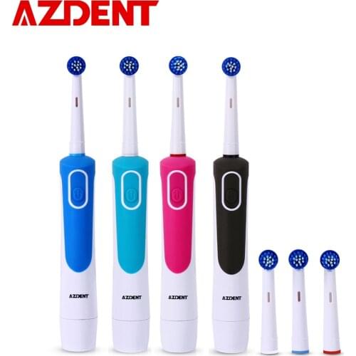 Fashion Electric Rotary Toothbrush Tooth Brush AA Battery Power No Rechargeable with 4 Replacement Teeth Heads Deep Cleaning
