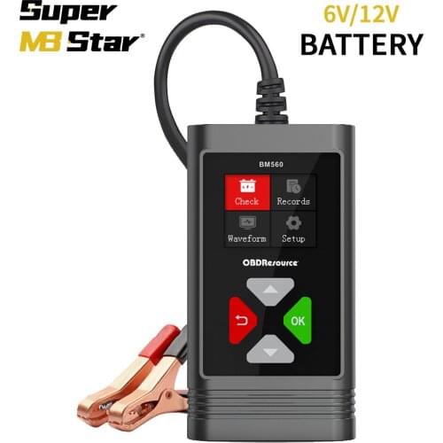 BM560 Car Battery Tester 12V 6V Analyzer 100-2000 CCA 2AH-220AH Cranking Test Reverse Protection Charge Check