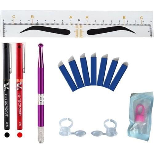 Tattoo Supplies Eyebrow Microblading Set Permanent Makeup Beauty Practice Tools Eyebrow Ruler Ring Cups Tattoo Kit for Sale