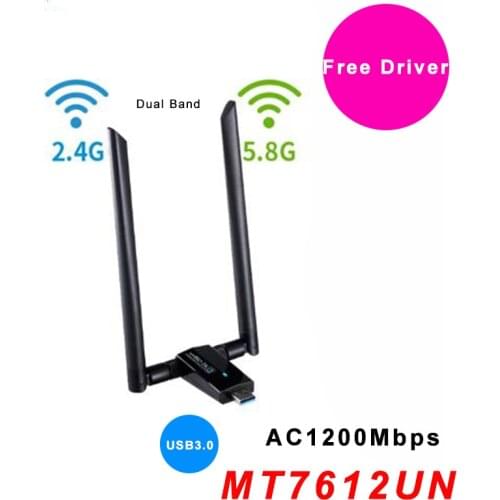 USB WiFi Antenna Adapter Free Driver AC1200Mbps Wireless Wifi Adapter USB3.0 Network Card IEEE 802.11AC 2.4G 5.8G MT7612U