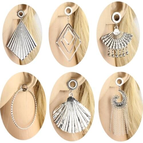 JUNLOWPY Ear Gauge Stainless Steel Ear Plugs and Tunnels Flare Fit Expansion Earring Gauges Stretched Piercing Flesh 0g Tunnels