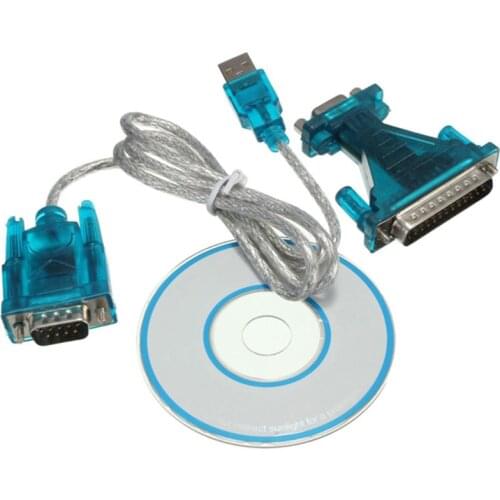 High Quality USB 2.0 to 9-Pin Serial RS232 Cable Cord to DB25 Adapter Connector Computer PC With CD Driver