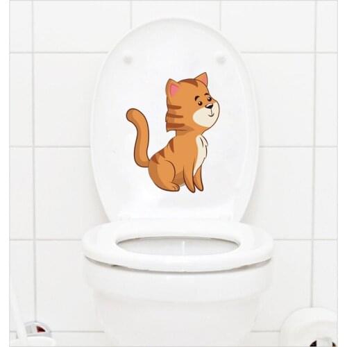 YOJA 13.5*17.3CM Color Cartoon Cat WC Sticker Toilet Decor Decal Home Room Decoration T1-0020