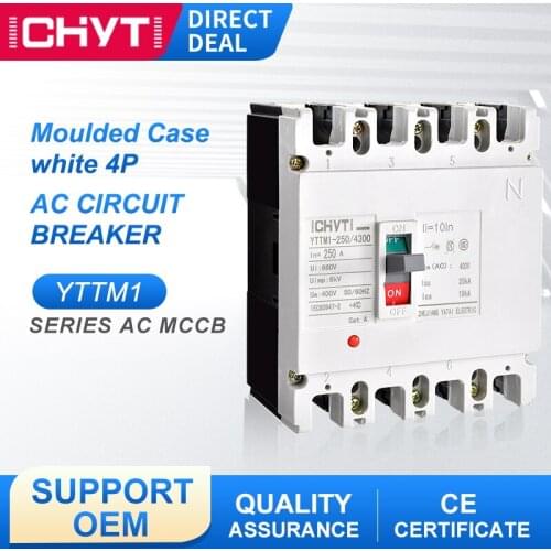 YTTM1 Moulded Case Circuit Breaker 250A Triple Phase 4P Transparent Ground Protector High Current Power Distribution OEM MCCB
