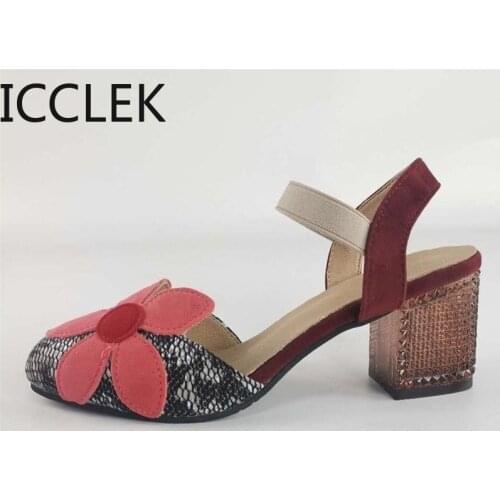 Summer 2021 womens fashion sweet red and yellow Pu leather peep-toe heels for women sprints and cute summer shoes Zapatos