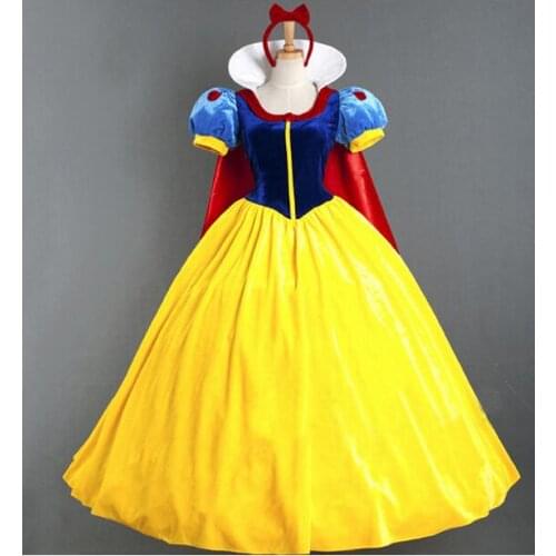 Women Adult Halloween Cartoon Princess Snow White Costume For Sale white snow princess With bustle NL222