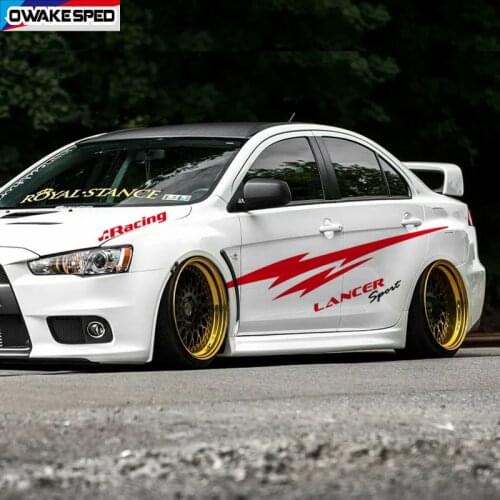 1SET Racing Sport Stripes Car Body Hood Sticker For Mitsubishi Lancer Auto Door Both Side Decor Vinyl Film Decals Free Shipping