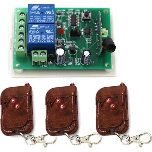 12V 10A 2CH wireless switch system receiver kit board and smart home automation system remote controller Fixed code SKU: 5076