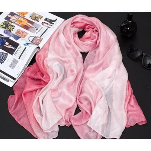 2017 Fashion Gradient Color Viscose Scarf Women Plain Silk Scarf Shawls Wraps Hijab 13 Color 10pcs/LOT Free Shipping