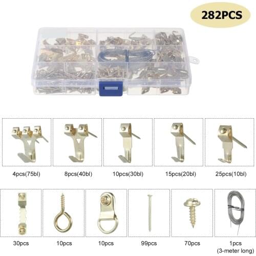 230PCS Picture Hooks Set Picture Hanging Hangers Wall Fixings Assorted Picture Hanger Set Hooks Hangers Pins Screws