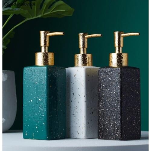 350ml Ceramic Soap Dispenser Hand Sanitizer Bottle Nordic Round Bathroom Accessories Toilet Lotion Bottle Shower Gel Bottle