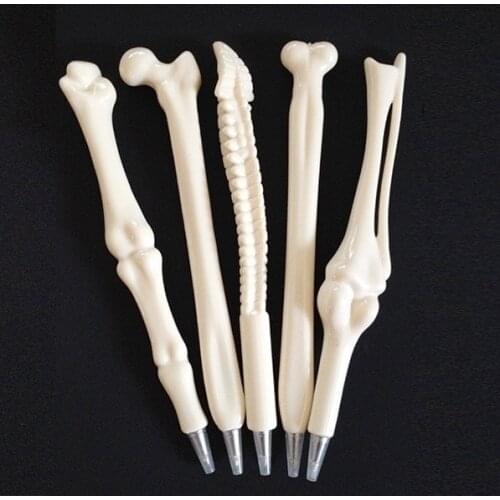 5Pcs Creative Bone Pen Novelty Ballpoint Bone Shaped Pen School Supplies Creative Stationery Medical Students Signature Pen