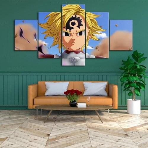 5 Pieces The Seven Deadly Sins Handsome Boy Wall Art Canvas Painting Print Posters Modular Pictures for Living Room Home Decor