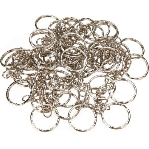 50Pcs Key Chain Split Ring Keychain Key Fob Connector 4 Link Chain Key-ring Women Men DIY Key Chains Accessories