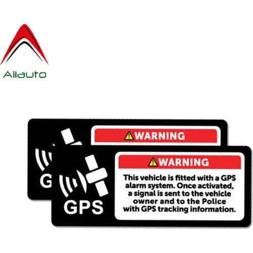 Aliauto 2 X Warning Car Sticker Gps Alarm System Decal Accessories PVC for Jeep Renegade Turk Vw T4 Renault Clio Saab,12cm*8cm