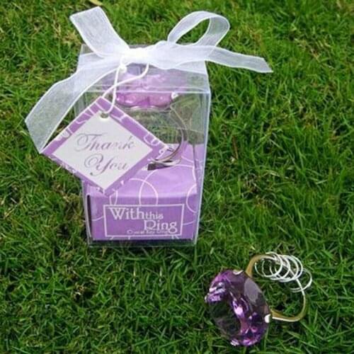 Free shipping 100PCS/LOT With this ring Party favor wedding decoration of Purple diamond keychain wedding gift