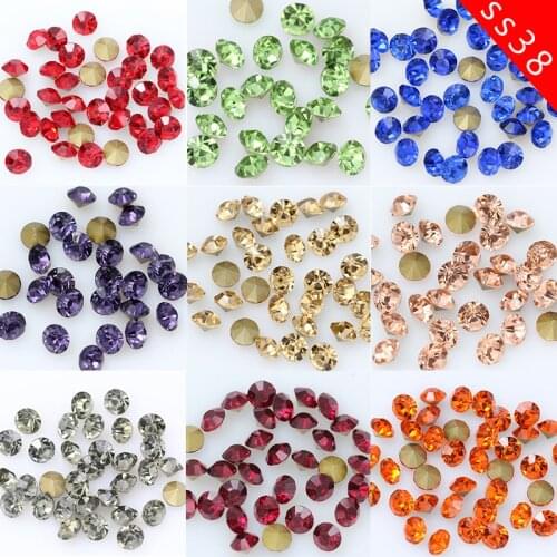 36p ss38 8mm Pointed Back Glass Gem stone czech Crystal Rhinestones diamante loose beads 3D Nail Art decorations jewelry design