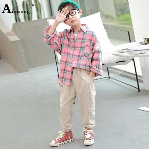 Children Long Sleeve Shirt Kids Clothes Boys Plaid Blouse Autumn Shirt blusas 2021 Single Breasted Leisure Cotton Top Outerwear
