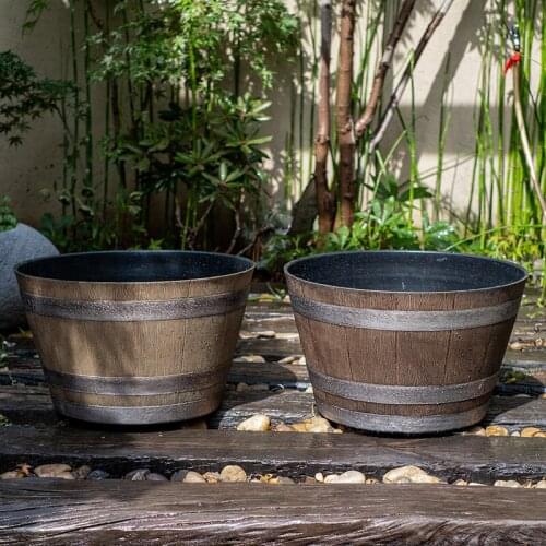 Wood Imitation Eco PP Resin Big Planter Pots Vintage