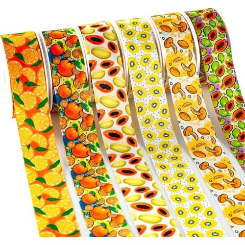 Watermelon Pattern Printed Grosgrain Ribbons Fruit Tape 5Yards for DIY Bag Hair Bow Bag Handmade Material Headdress