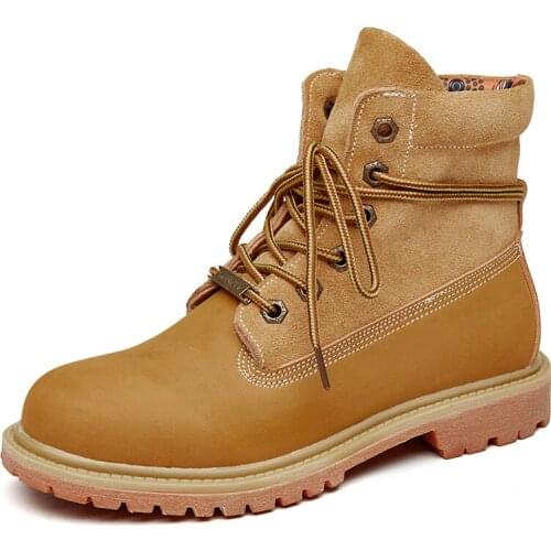 Couple Leather Mens Boots Outdoor Mens Martin Boots Lace Up Mens Desert Boots High Top Mens Shoes Autumn Womens Boots