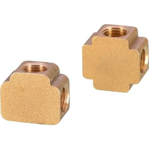 Square Script 4 Ways Brass Pipe Fittings Equal Female Connector 1/8" 1/4" 3/8" BSP Thread for Grease System Hydraulic System X