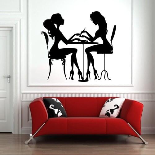 Nail Beauty Salon Wall Decals Beautiful Manicurist Vinyl Self-adhesive Wall Sticker Shop Window Door Art Home Decoration Z352