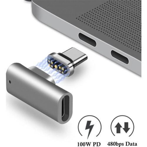 Magnetic USB C Adapter 9Pins Type C Connector to USBC Macbook Converter Support USB PD 100W Quick Charge for Laptop USB C Device