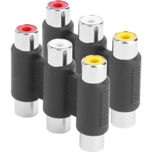Multi-Functional Video Connector AV Coupler 3RCA Female to Female