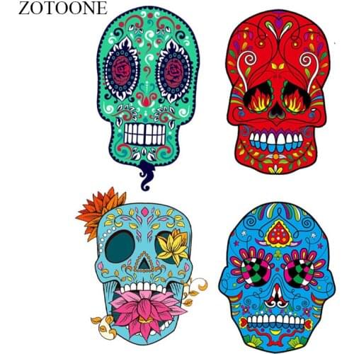 ZOTOONE Skull Patches Halloween Style Heat Transfer Washable DIY Accessory Hiphop Iron-on Punk Patches For T-shirt Dresses Socks
