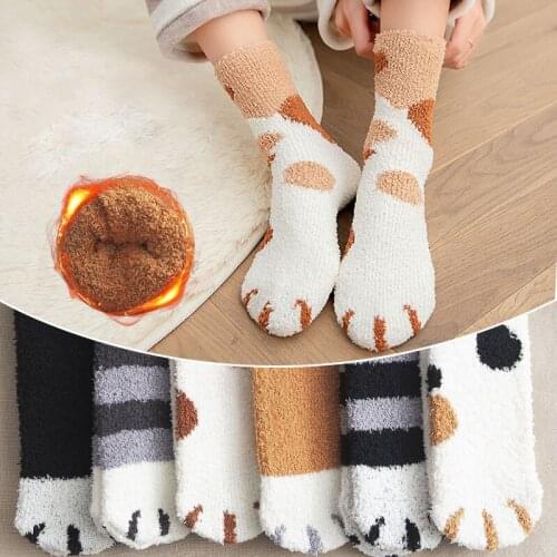 Cats Paw Socks Gift Animal Fingers 3D Socks Cute Funny Toe Zebra/Tiger/Cat Foot Cartoon Thickness Warm Winter Cat Sox