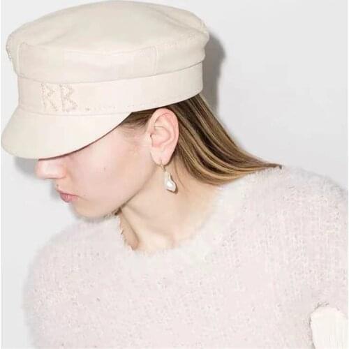 2021 New Pearl Letter Newsboy Caps Women Flat Militray Caps