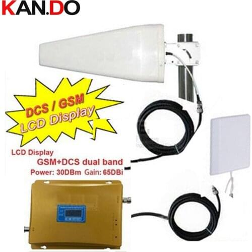 W/ 15m cable & panel antennas GSM DCS dual band phone booster GSM 900Mhz Booster+DCS 1800Mhz Repeater,dual band GSM DCS repeater