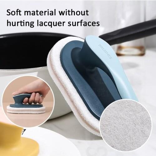 Kitchen Cleaning Brush Bathroom Toilet Glass Wall Cleaning Brush Plastic Handle Sponge Bottom Bathtub Brush Window Cleaner Tool