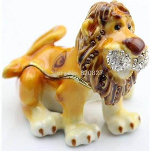 Free Shipping Luxury Czech Diamond Studded Lion Treasures Trinket Box from Manufacturer